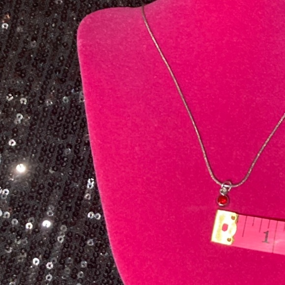 July Ruby Sterling Silver Necklace Birthday Birthstone Month Rhinestone gift Y2K - Picture 3 of 17